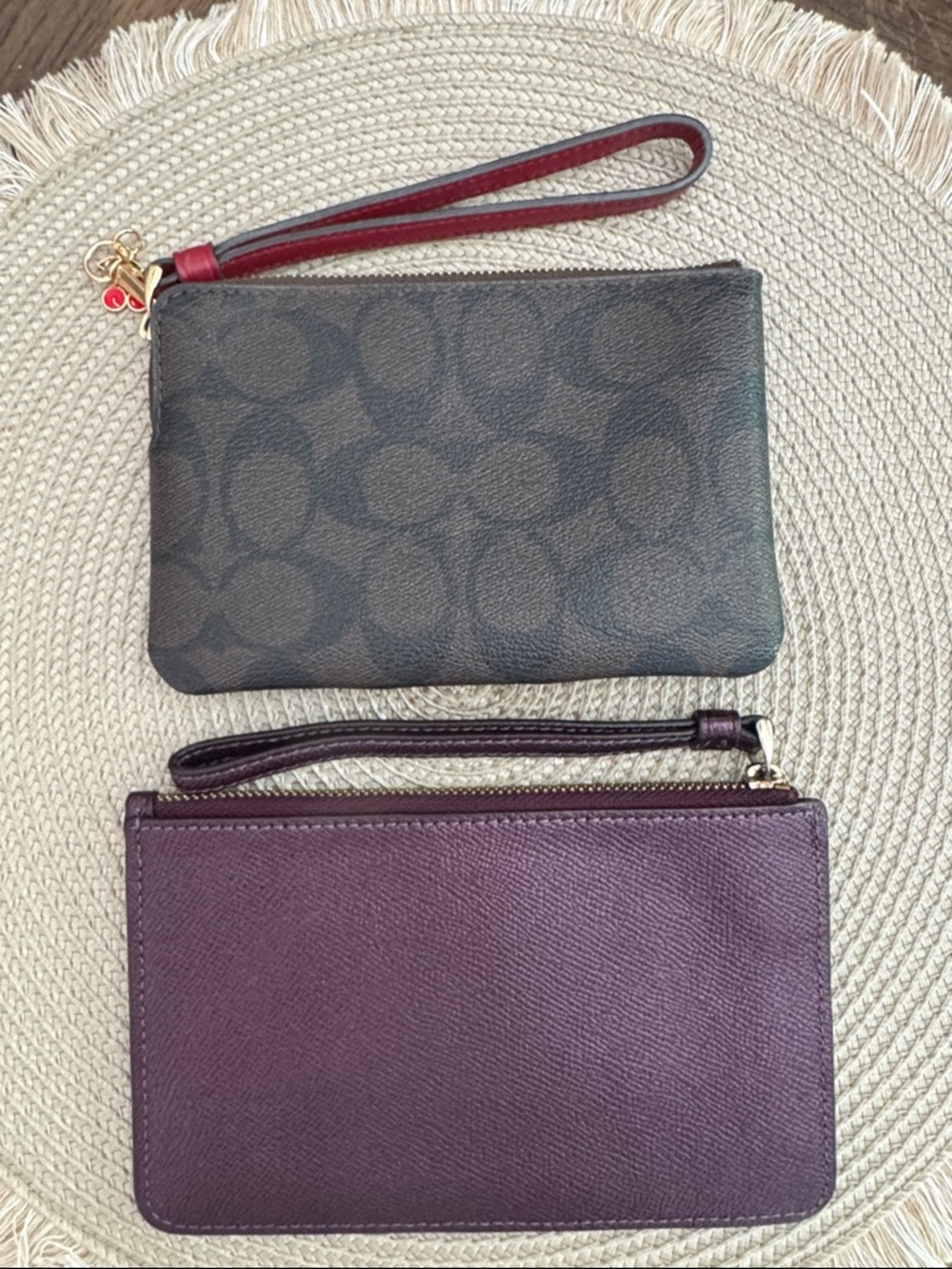 COACH Wristlet Choice Signature Monogram w/ Cherry Charm OR Purple w/ Star - Picture 2 of 8